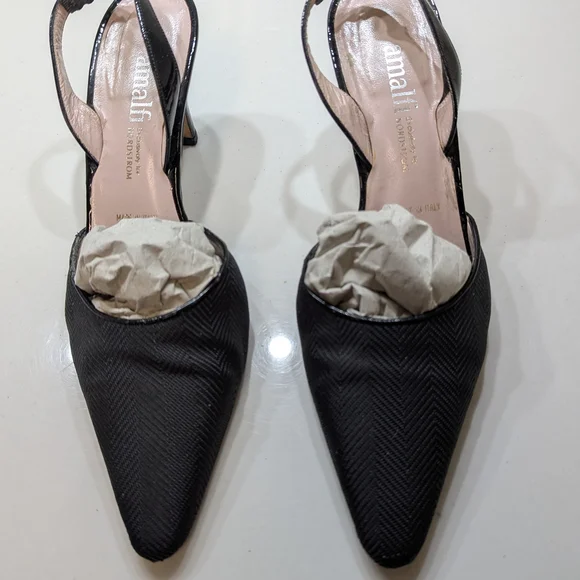 Amalfi Nordstrom Black Tuxedo Slingback Heels - Picture 4 of 10